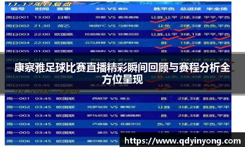 康察雅足球比赛直播精彩瞬间回顾与赛程分析全方位呈现