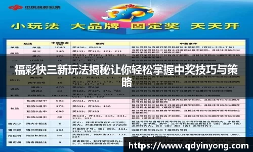 福彩快三新玩法揭秘让你轻松掌握中奖技巧与策略